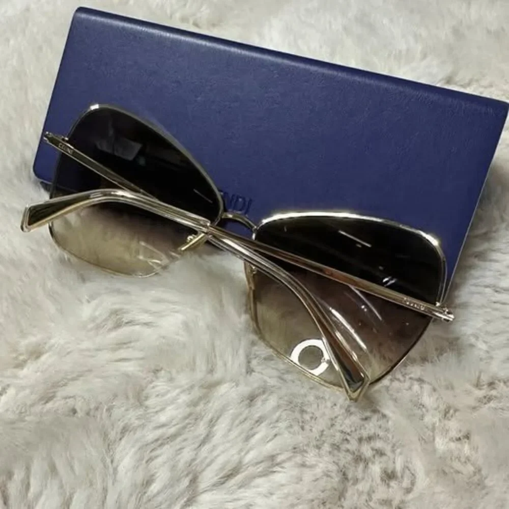 CELINE Oversized Gold Metal Brown Gradient Sunglasses Made Italy